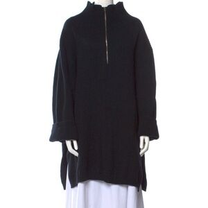 Toteme Ribbed Wool Mock Neck Sweater in Black Size S